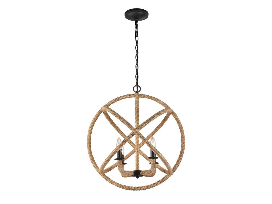 Golden 0868-4 NB Four Light Chandelier, Natural Black
