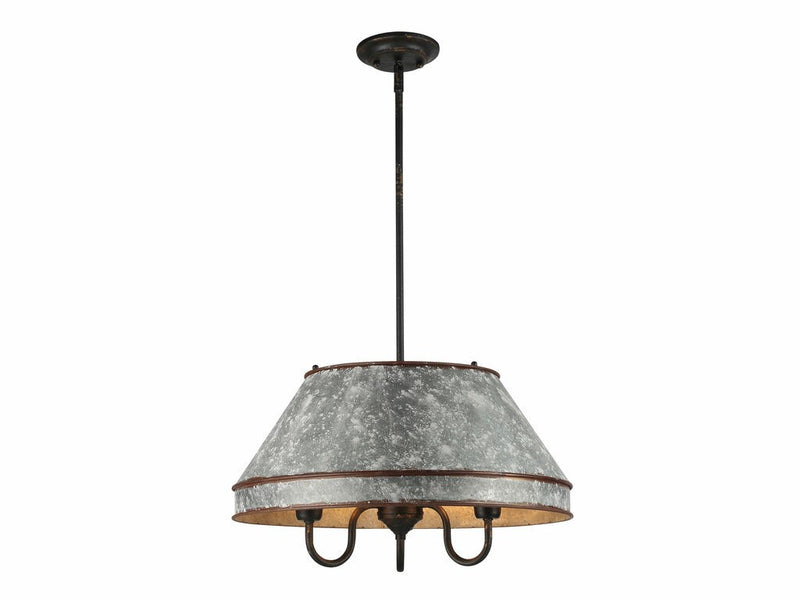 Golden 0877-3P ABI-GV Three Light Pendant, Antique Black Iron
