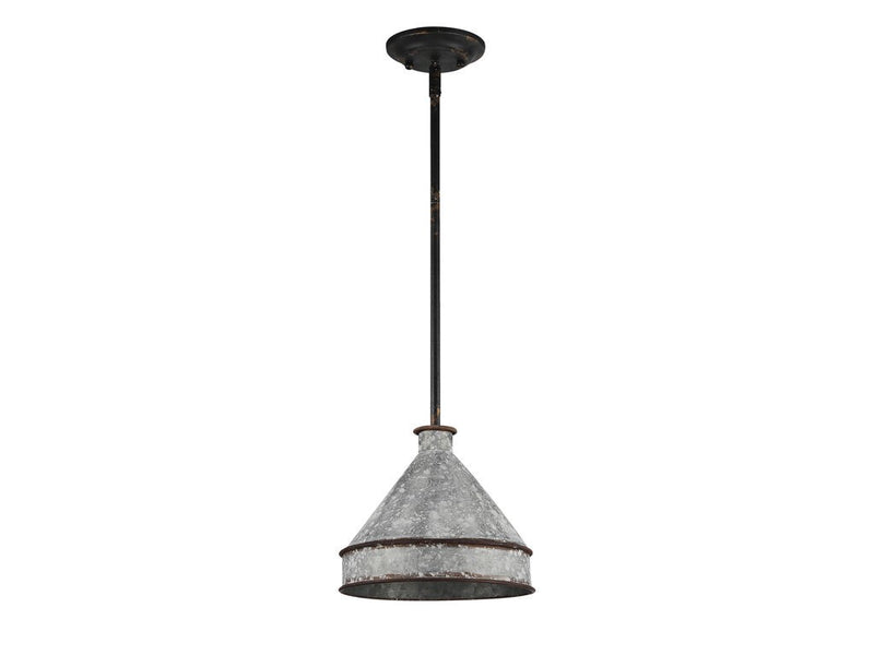 Golden 0877-M ABI-GV One Light Pendant, Antique Black Iron