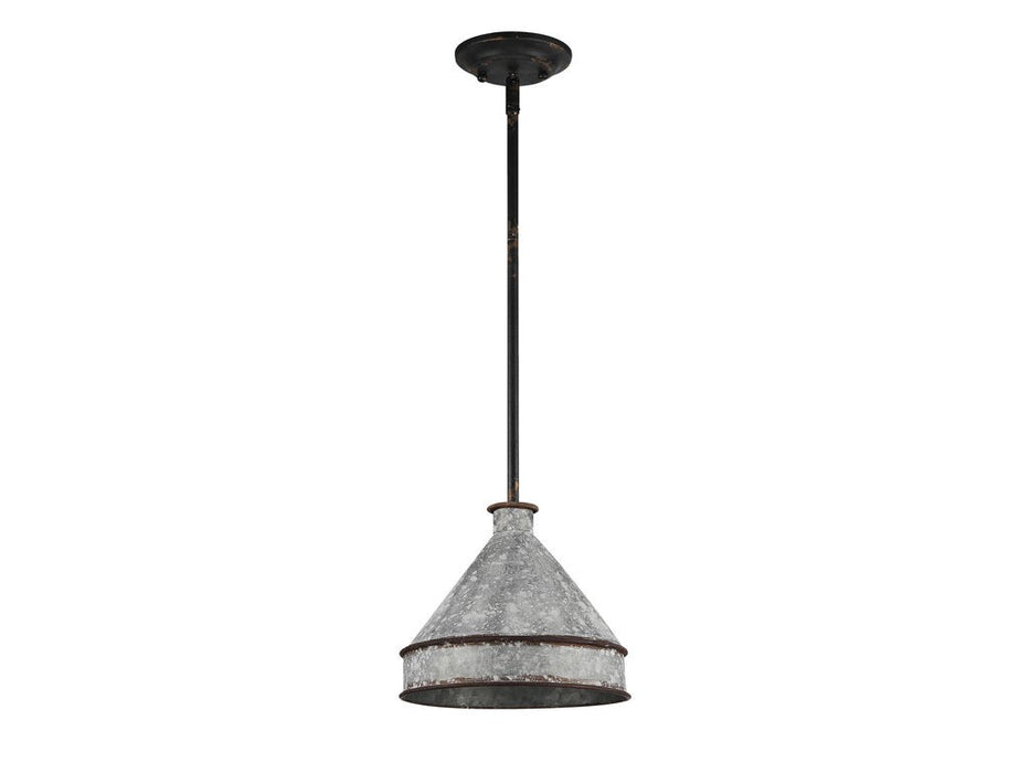 Golden 0877-M ABI-GV One Light Pendant, Antique Black Iron