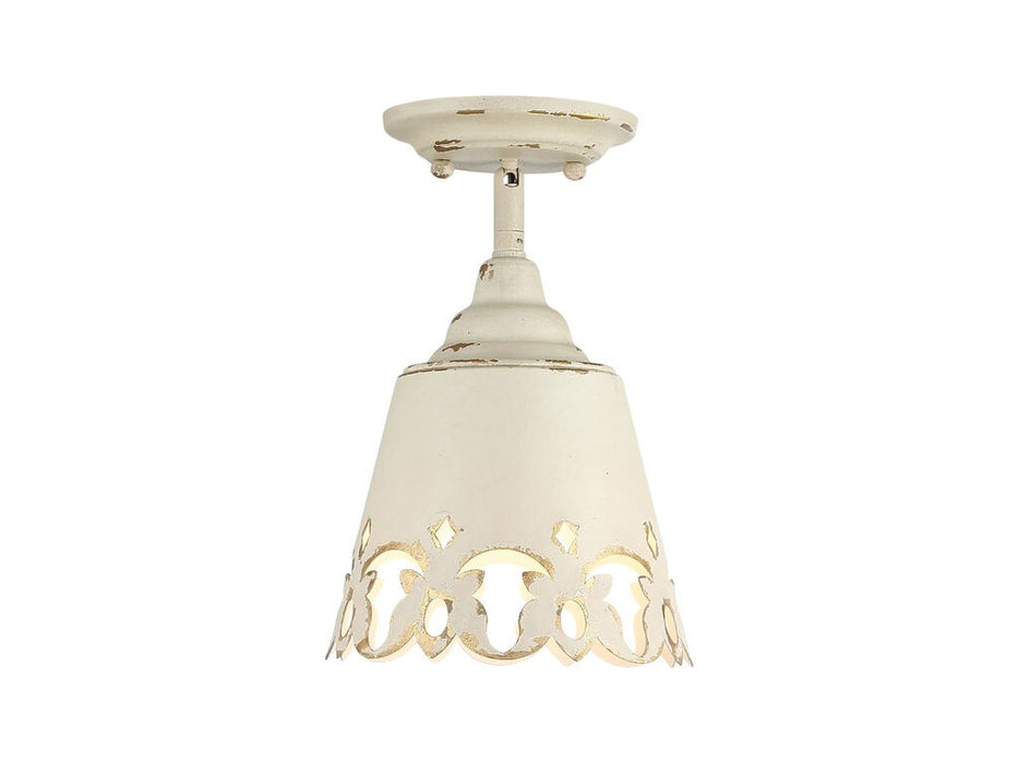 Golden 0883-SF AI One Light Semi-Flush Mount, Antique Ivory