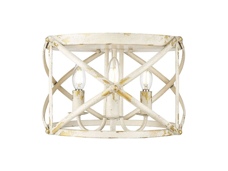 Golden 0890-FM AI Three Light Flush Mount, Antique Ivory