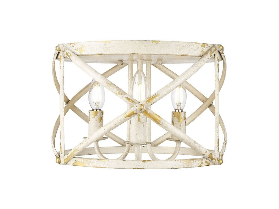 Golden 0890-FM AI Three Light Flush Mount, Antique Ivory