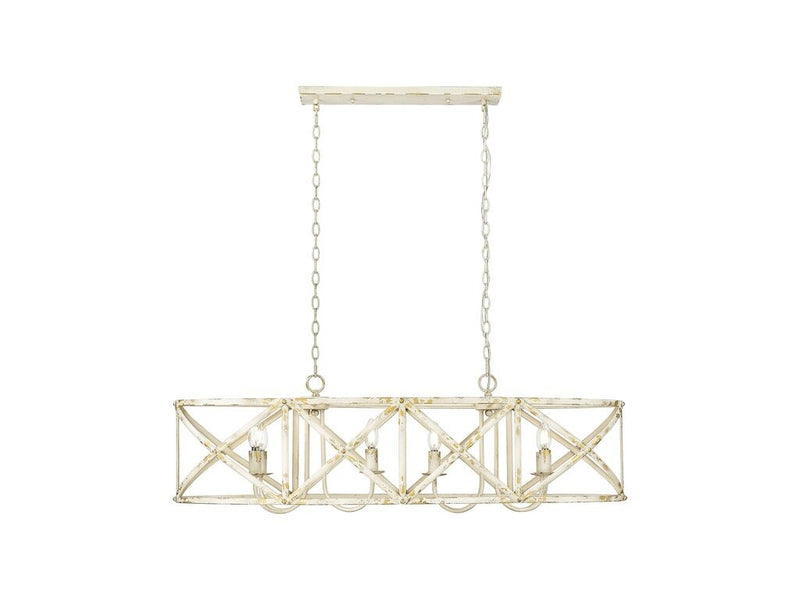 Golden 0890-LP AI Eight Light Linear Pendant, Antique Ivory