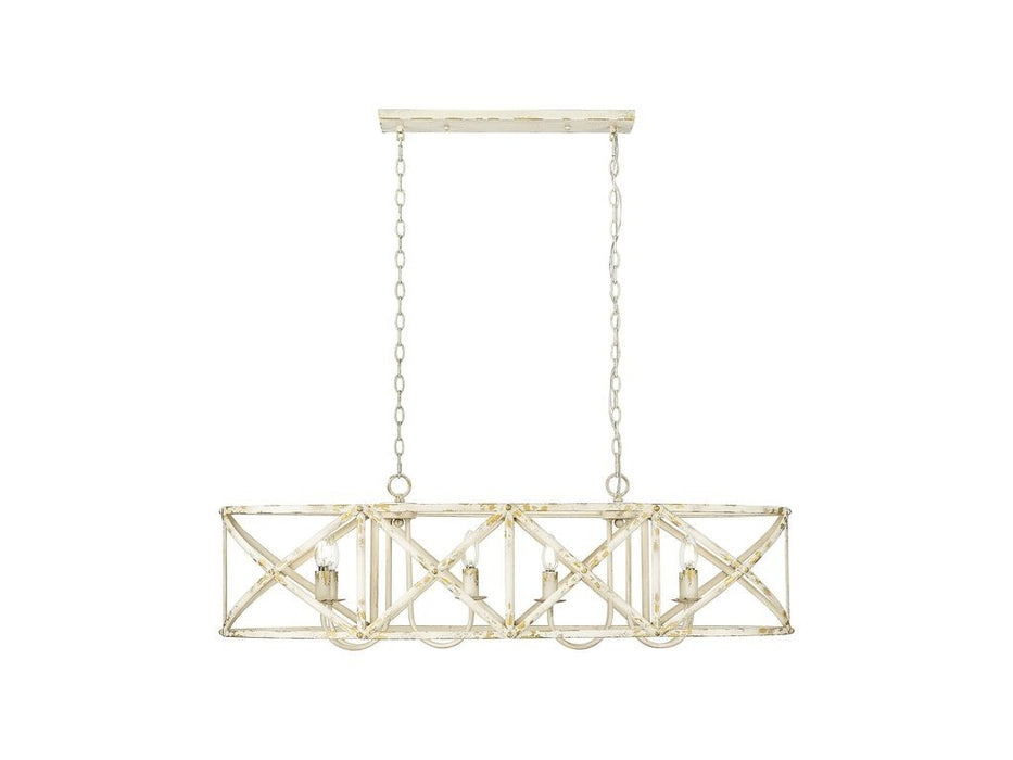Golden 0890-LP AI Eight Light Linear Pendant, Antique Ivory