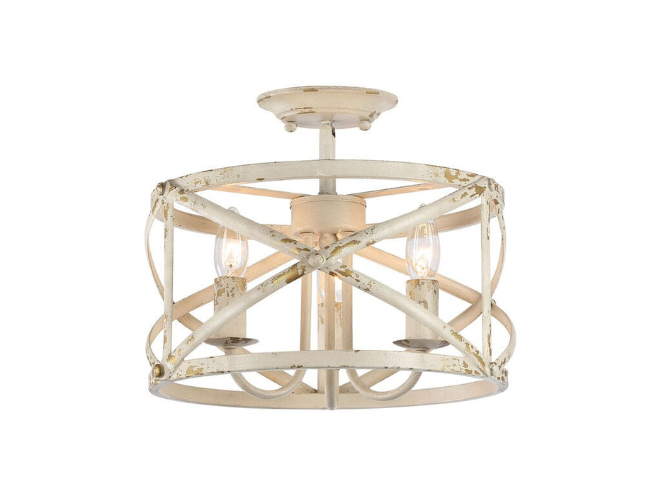 Golden 0890-SF AI Three Light Semi-Flush Mount, Antique Ivory