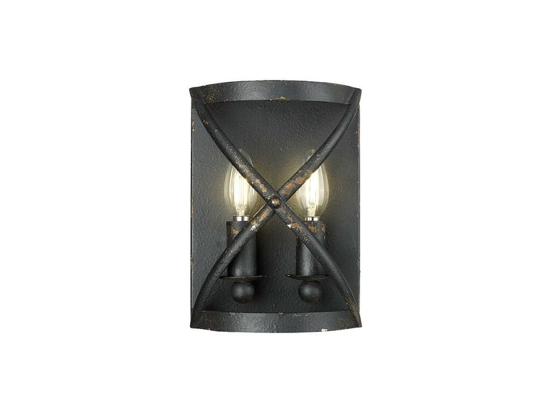 Golden 0890-WSC ABI Two Light Wall Sconce, Antique Black Iron