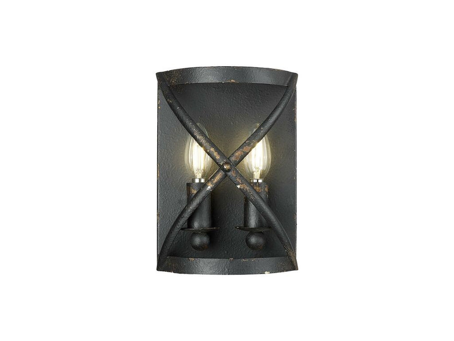 Golden 0890-WSC ABI Two Light Wall Sconce, Antique Black Iron