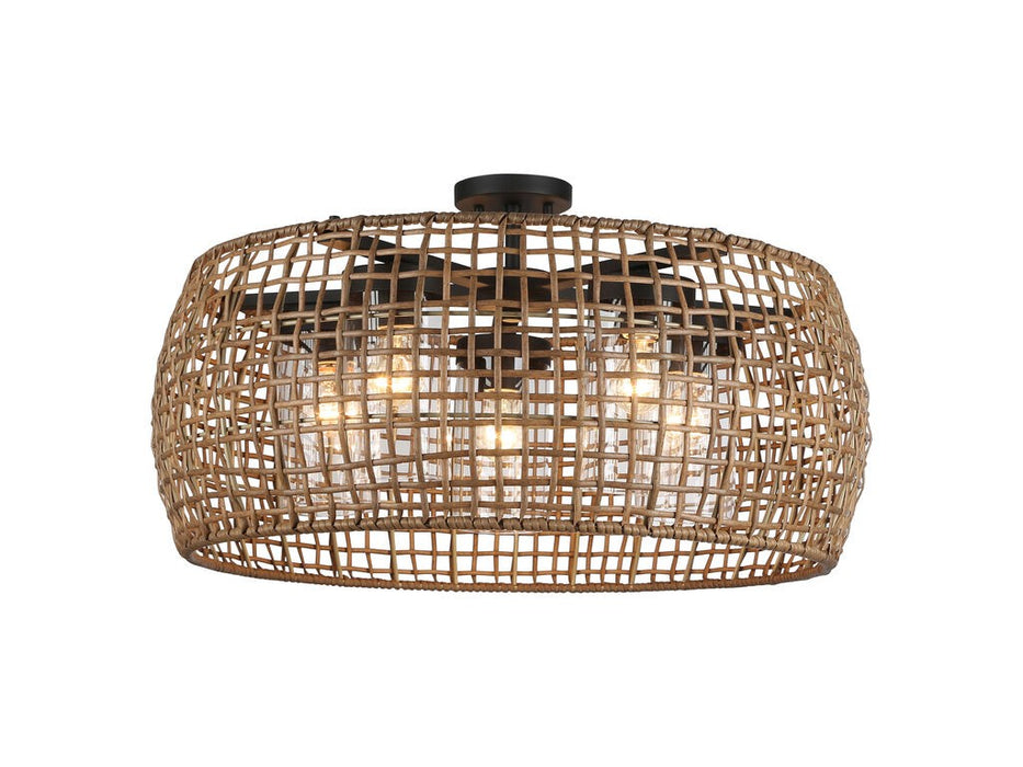 Golden 1067-O5SF NB-MAW Five Light Outdoor Semi-Flush Mount, Natural Black
