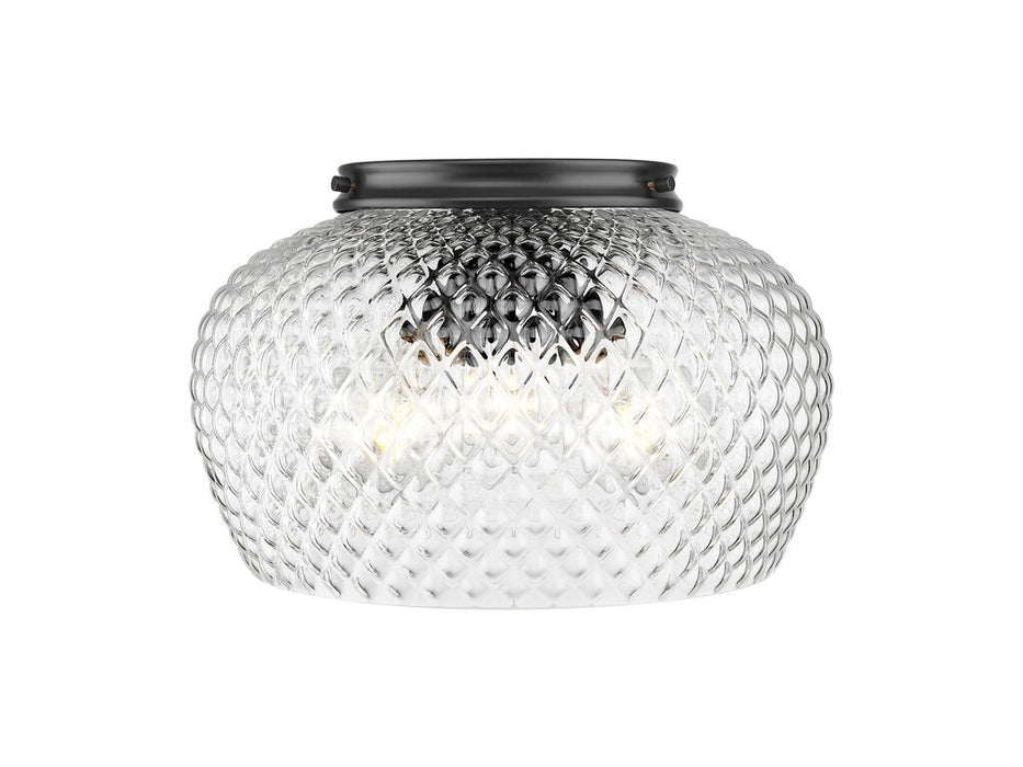 Golden 1088-3FM BLK-CLR Three Light Flush Mount, Matte Black