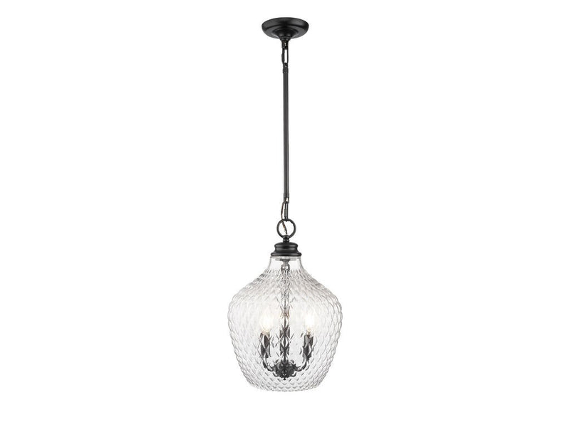 Golden 1088-3P BLK-CLR Three Light Pendant, Matte Black
