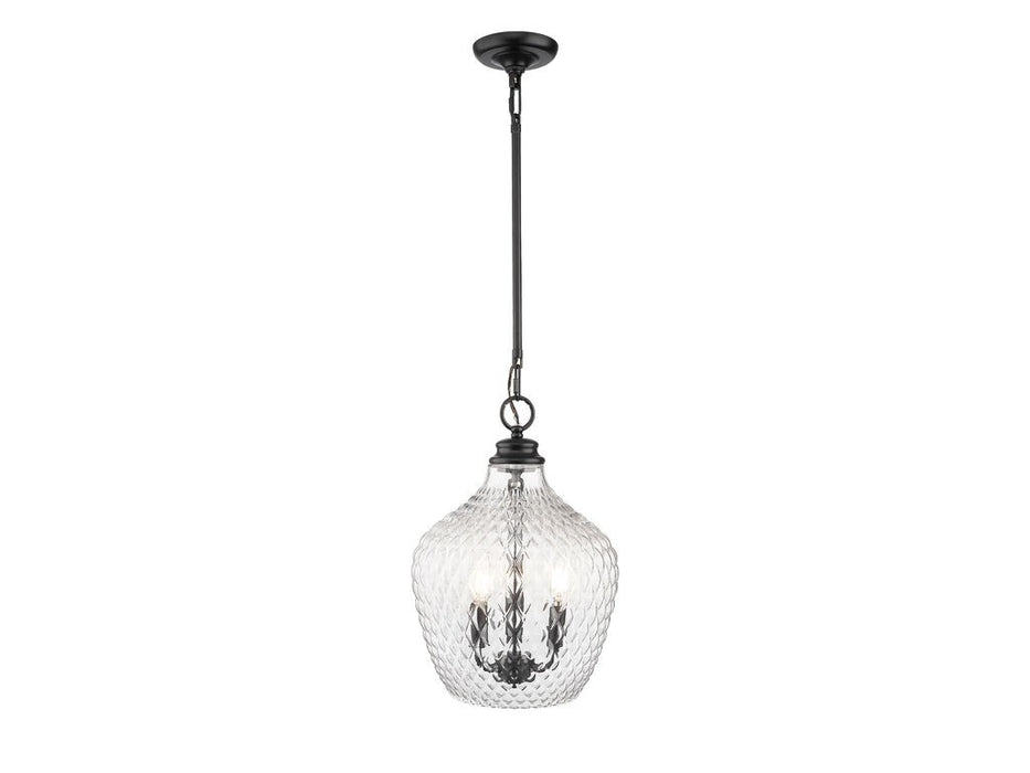 Golden 1088-3P BLK-CLR Three Light Pendant, Matte Black