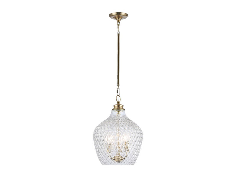 Golden 1088-3P MBG-CLR Three Light Pendant, Modern Brushed Gold