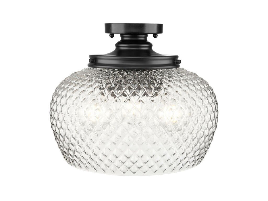 Golden 1088-3SF BLK-CLR Three Light Semi-Flush Mount, Matte Blake