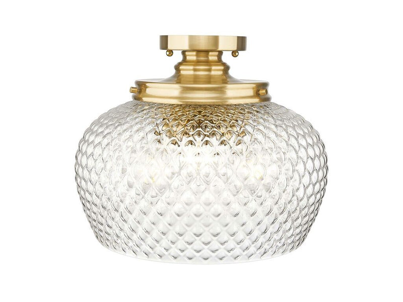 Golden 1088-3SF MBG-CLR Three Light Semi-Flush Mount, Modern Brushed Gold