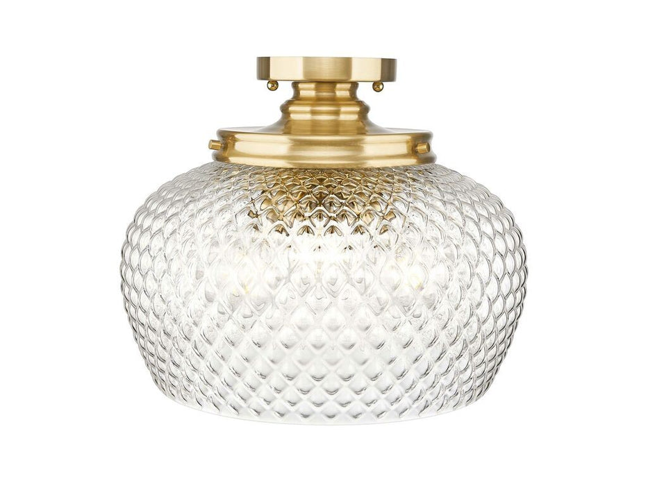 Golden 1088-3SF MBG-CLR Three Light Semi-Flush Mount, Modern Brushed Gold