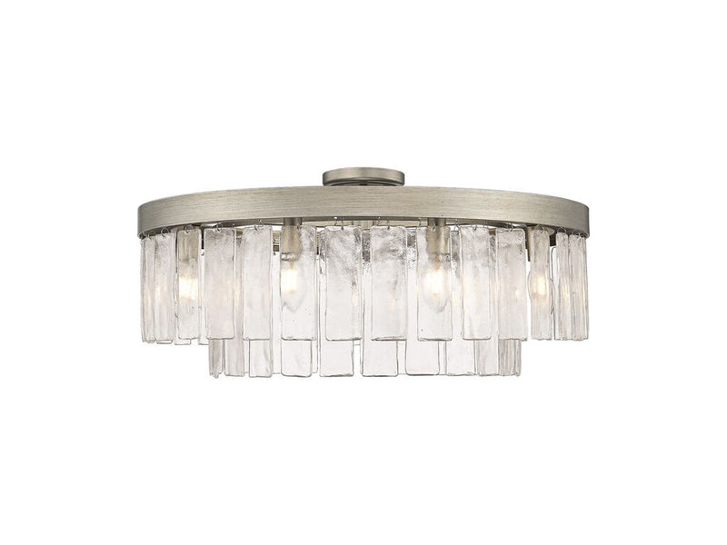 Golden 1768-9SF PS-HWG Nine Light Semi-Flush Mount, Peruvian Silver