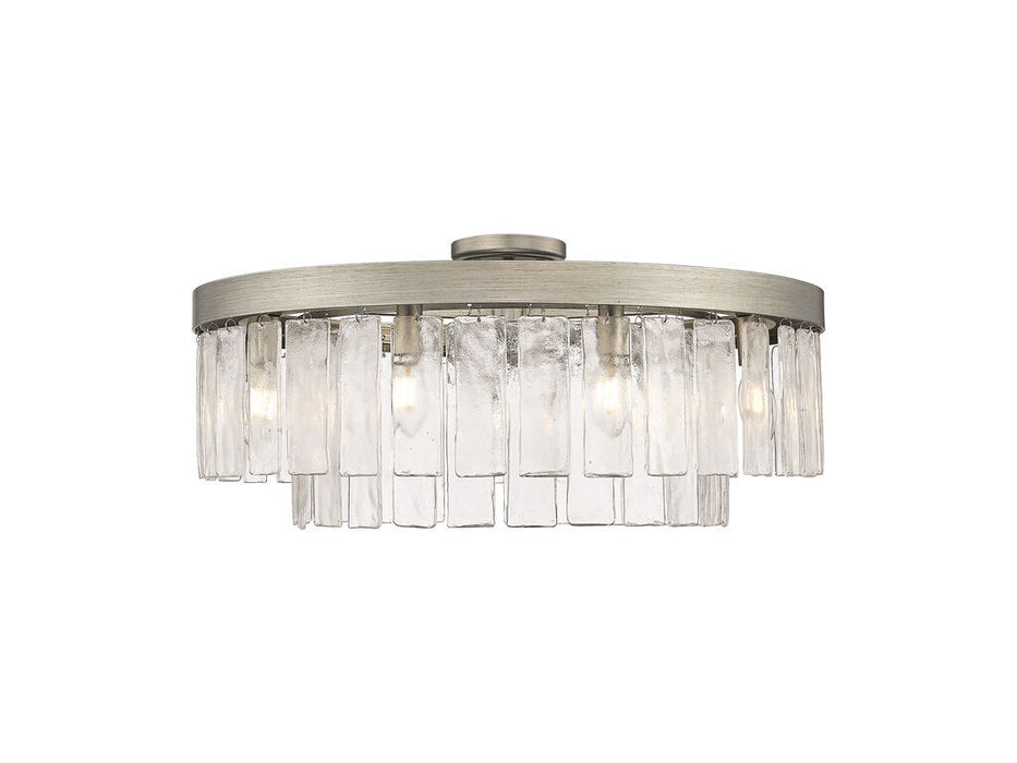 Golden 1768-9SF PS-HWG Nine Light Semi-Flush Mount, Peruvian Silver