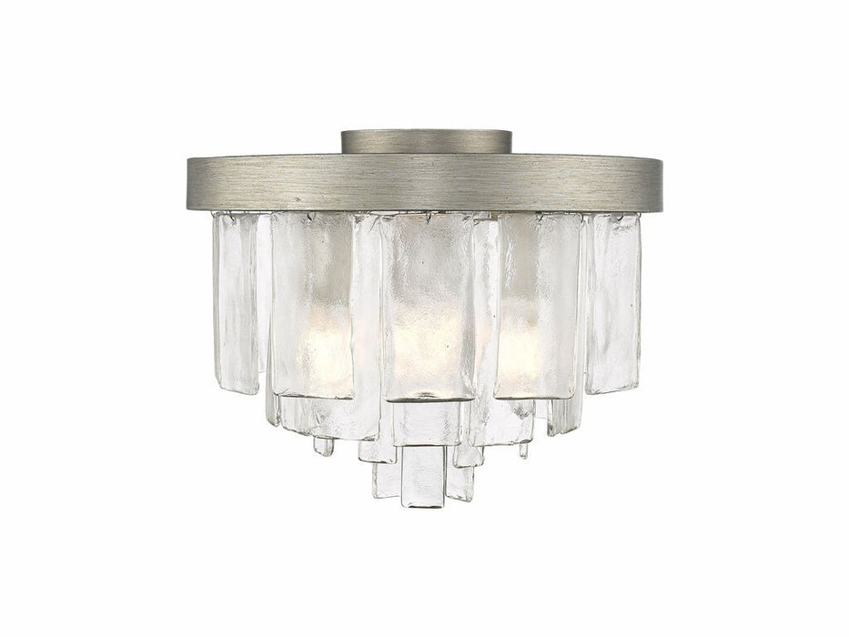 Golden 1768-FM PS-HWG Three Light Flush Mount, Peruvian Silver