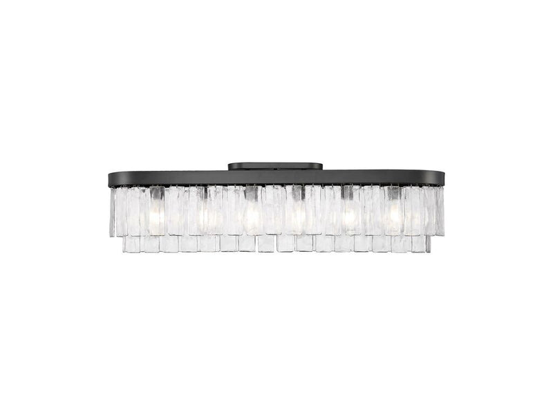 Golden 1768-FM42 BLK-HWG Six Light Flush Mount, Matte Black