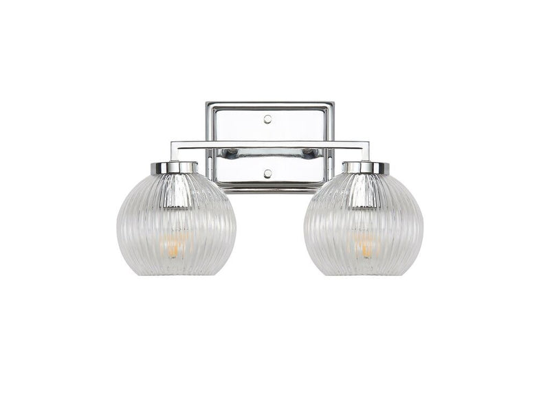 Golden 3094-BA2 CH-RIB Two Light Bath Vanity, Chrome