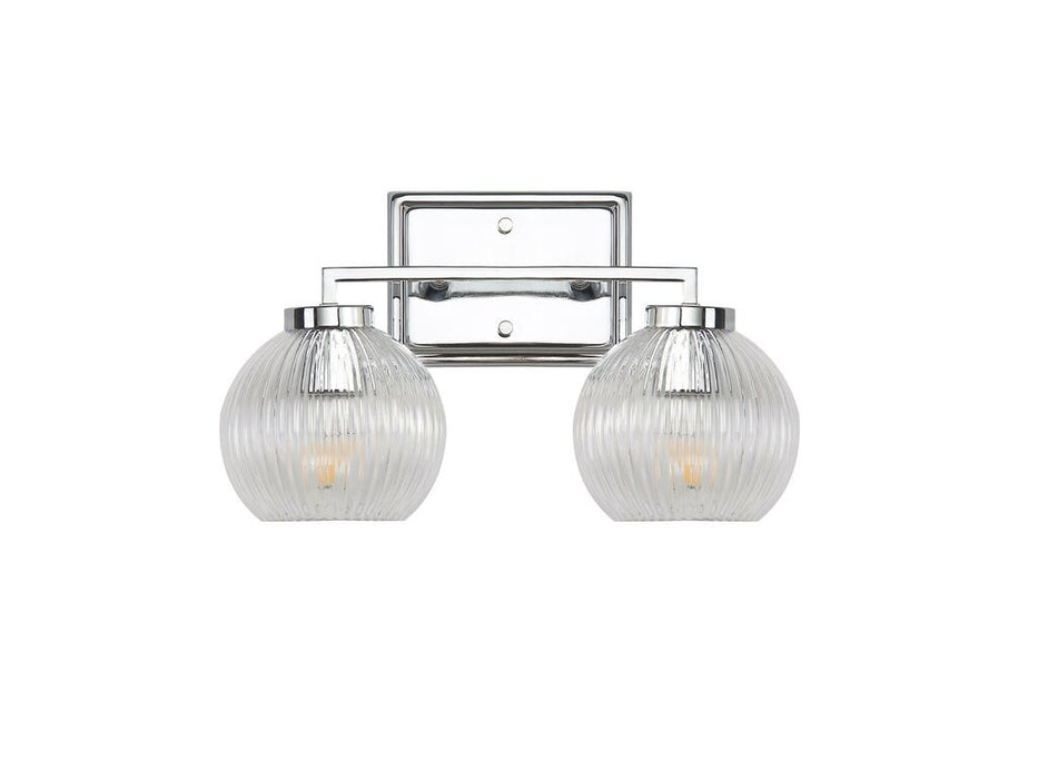 Golden 3094-BA2 CH-RIB Two Light Bath Vanity, Chrome