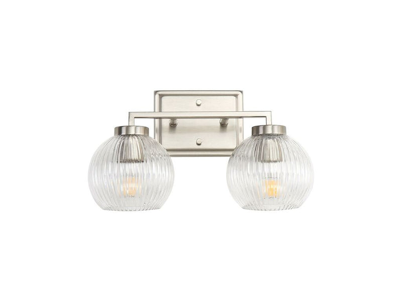 Golden 3094-BA2 PW-RIB Two Light Bath Vanity, Pewter