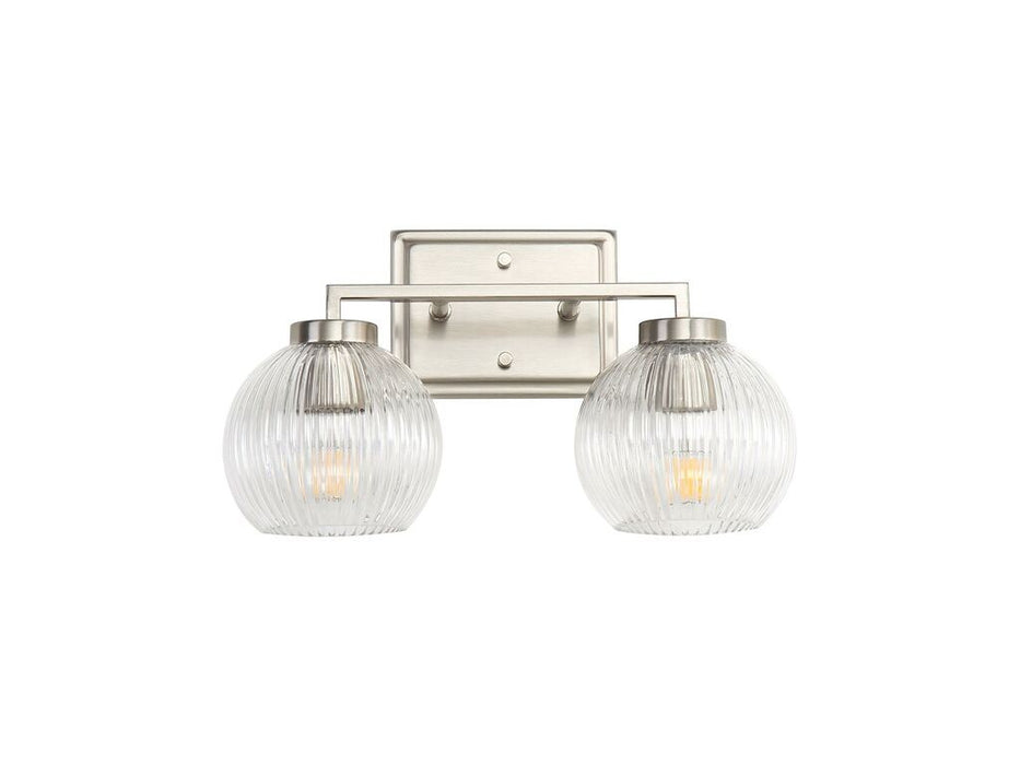 Golden 3094-BA2 PW-RIB Two Light Bath Vanity, Pewter