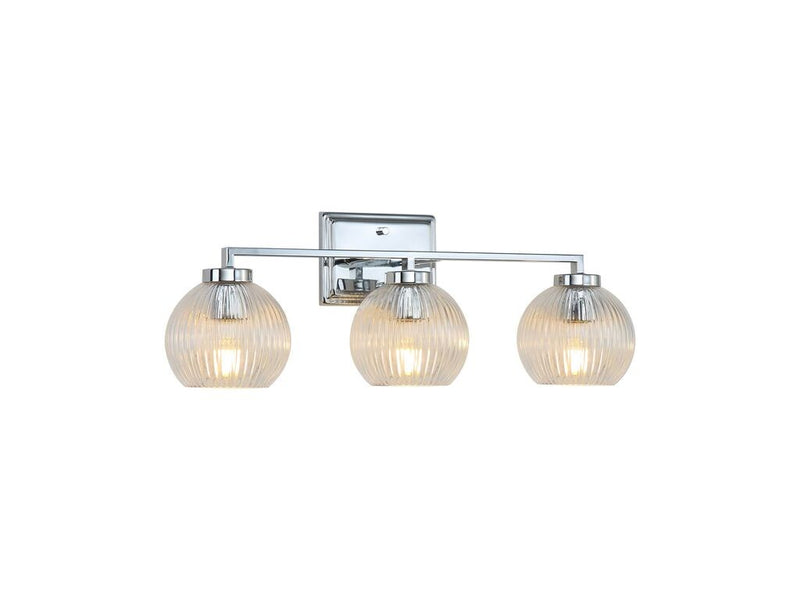 Golden 3094-BA3 CH-RIB Three Light Bath Vanity, Chrome