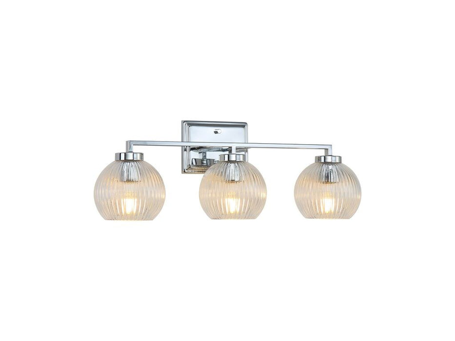 Golden 3094-BA3 CH-RIB Three Light Bath Vanity, Chrome