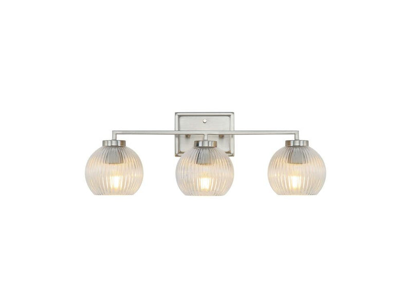 Golden 3094-BA3 PW-RIB Three Light Bath Vanity, Pewter