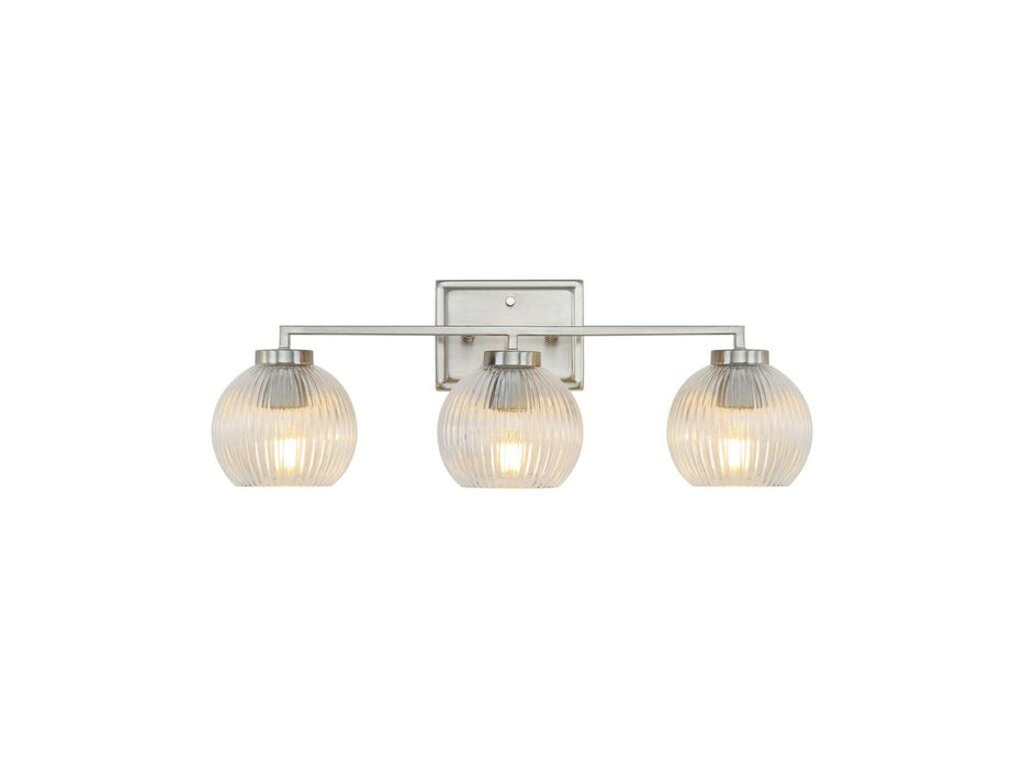 Golden 3094-BA3 PW-RIB Three Light Bath Vanity, Pewter