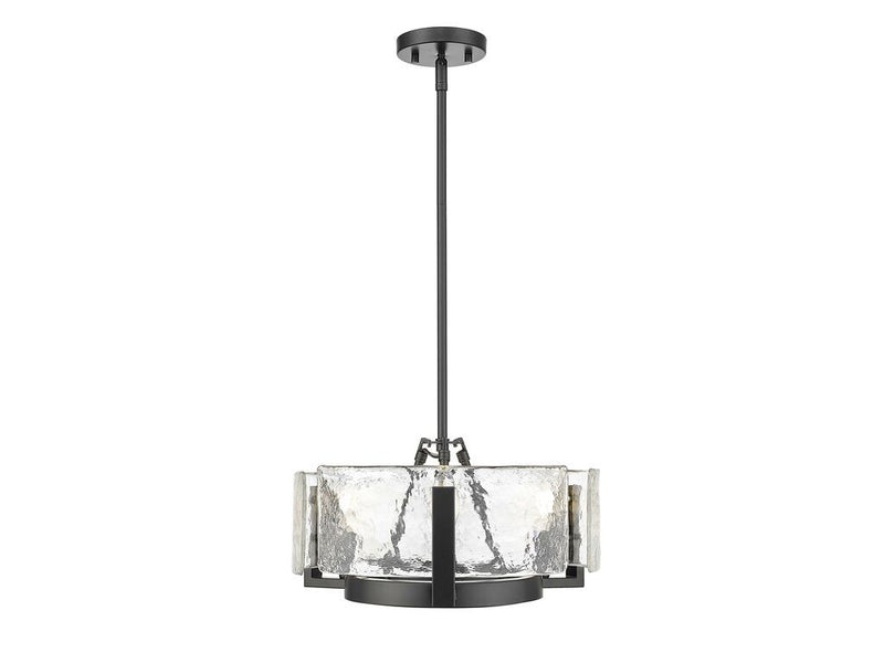 Golden 3164-3 BLK-HWG Three Light Chandelier, Matte Black