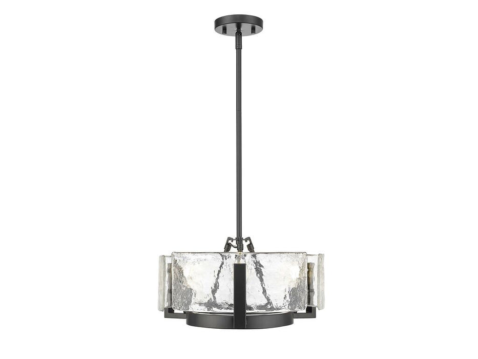 Golden 3164-3 BLK-HWG Three Light Chandelier, Matte Black