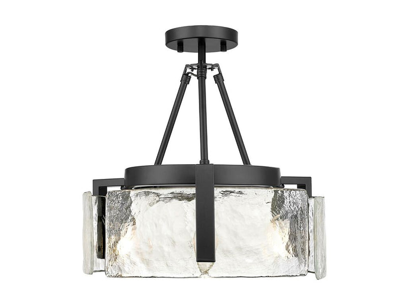 Golden 3164-3SF BLK-HWG Three Light Semi-Flush Mount, Matte Black