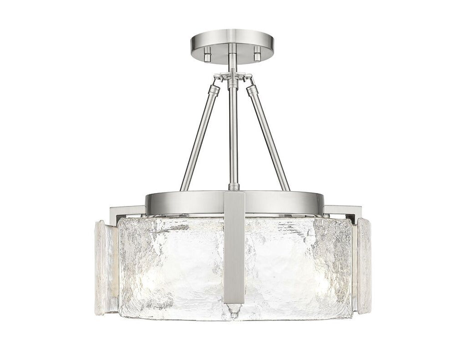 Golden 3164-3SF PW-HWG Three Light Semi-Flush Mount, Pewter