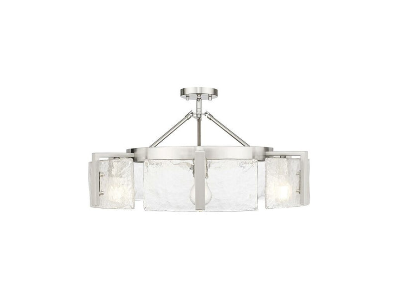 Golden 3164-6SF PW-HWG Six Light Semi-Flush Mount, Pewter