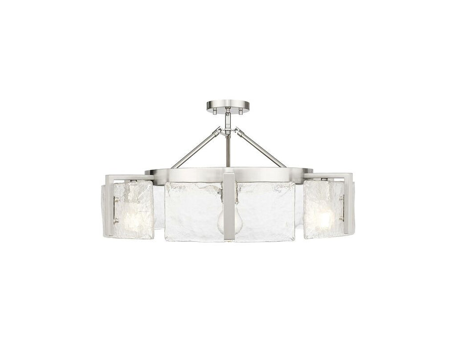 Golden 3164-6SF PW-HWG Six Light Semi-Flush Mount, Pewter