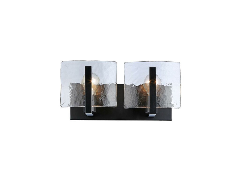 Golden 3164-BA2 BLK-HWG Two Light Vanity, Matte Black