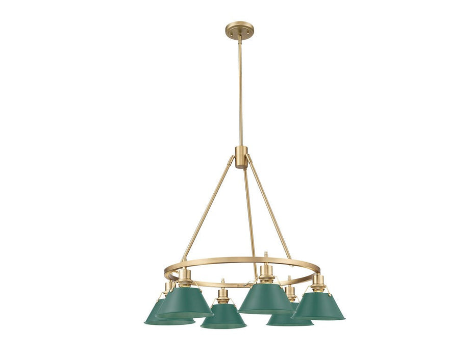 Golden 3306-6 BCB-GN Six Light Chandelier, Brushed Champagne Bronze