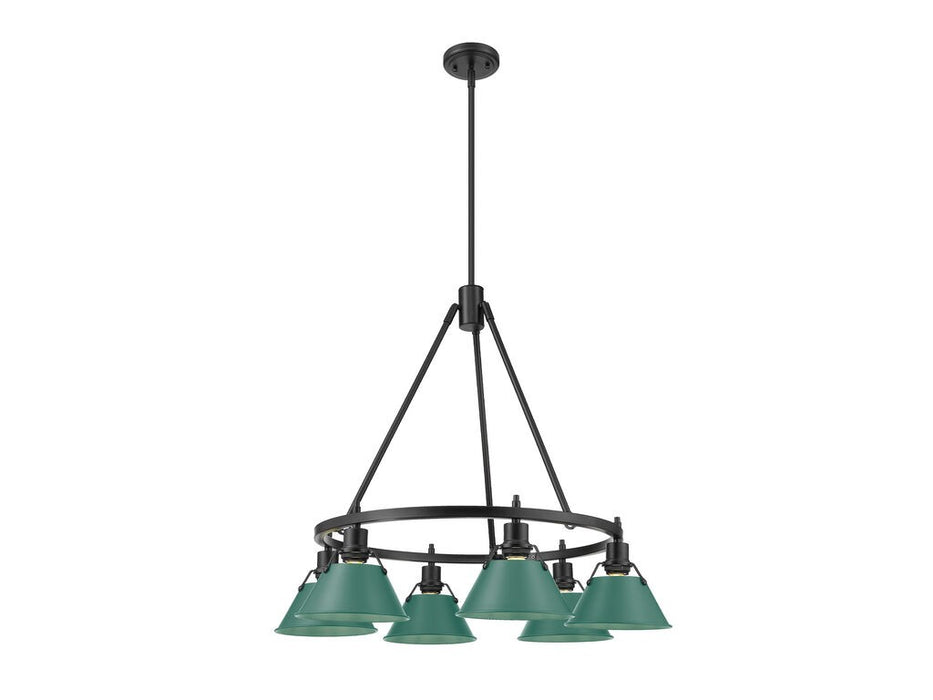 Golden 3306-6 BLK-GN Six Light Chandelier, Matte Black