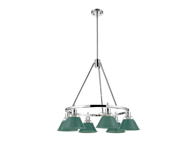 Golden 3306-6 CH-GN Six Light Chandelier, Chrome