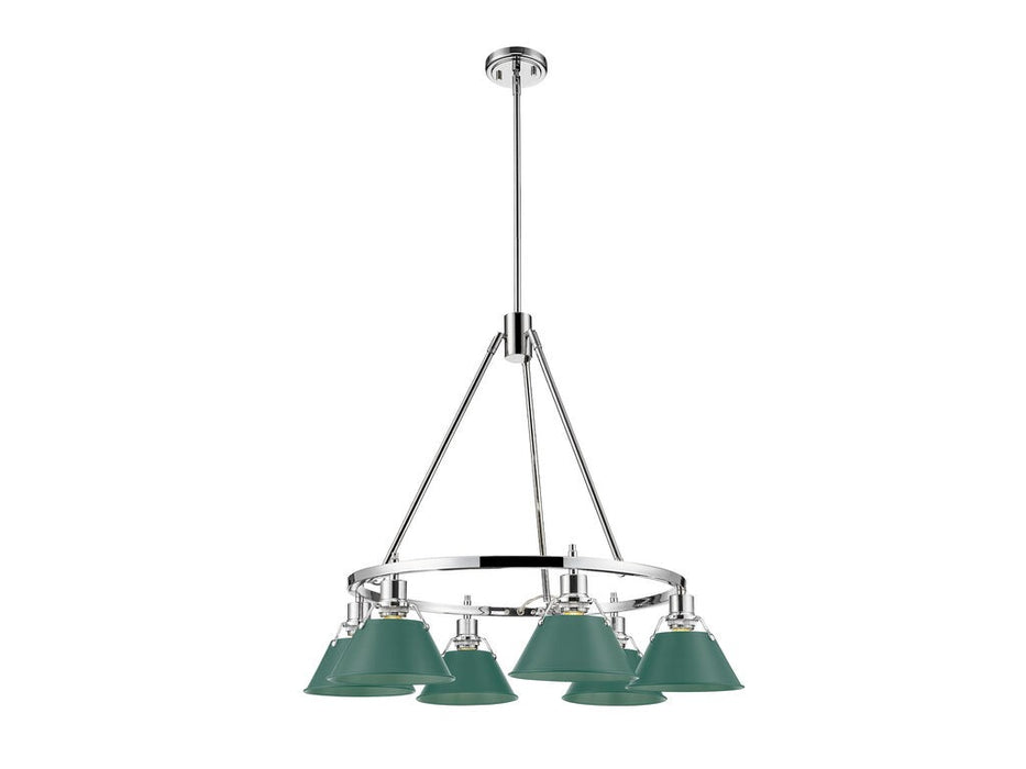 Golden 3306-6 CH-GN Six Light Chandelier, Chrome