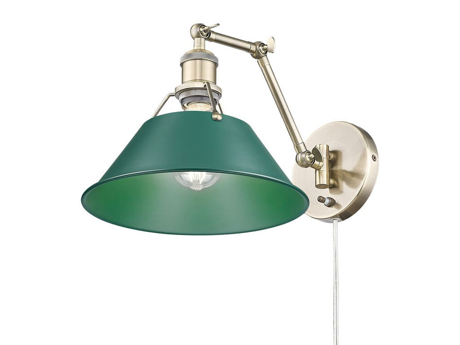 Golden 3306-A1W AB-GN One Light Swing Arm Wall Sconce, Aged Brass