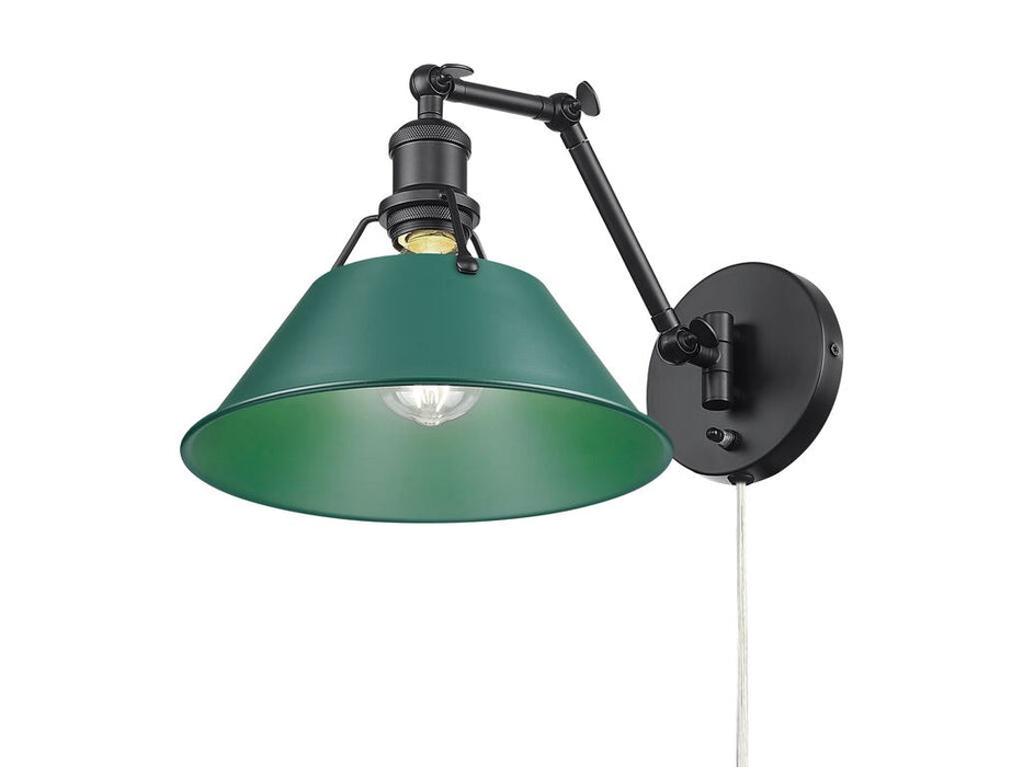 Golden 3306-A1W BLK-GN One Light Swing Arm Wall Sconce, Matte Black