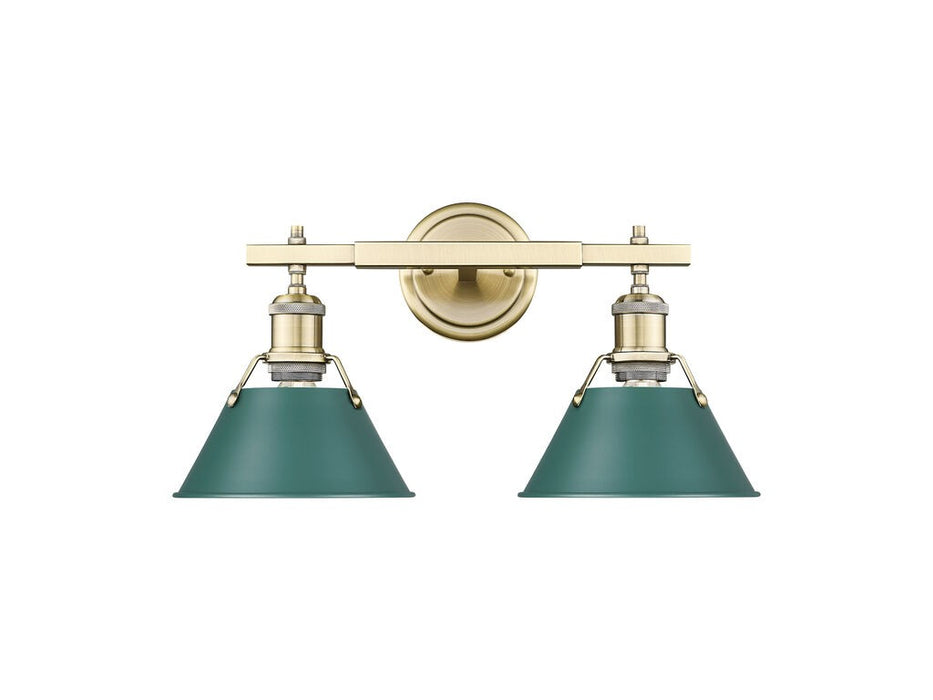 Golden 3306-BA2 AB-GN Two Light Vanity, Aged Brass