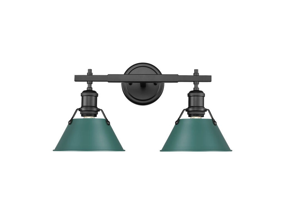 Golden 3306-BA2 BLK-GN Two Light Vanity, Matte Black