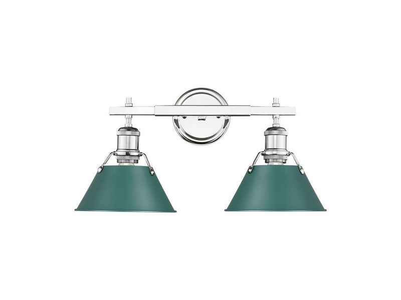 Golden 3306-BA2 CH-GN Two Light Vanity, Chrome