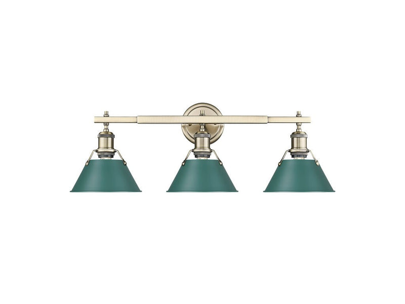 Golden 3306-BA3 AB-GN Three Light Vanity, Aged Brass