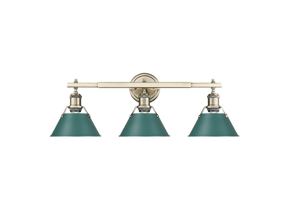 Golden 3306-BA3 AB-GN Three Light Vanity, Aged Brass